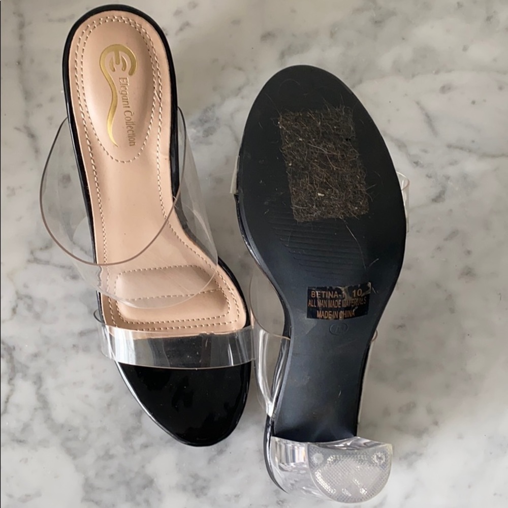 Elegant Collection Clear Strap And Block Heel - image 4